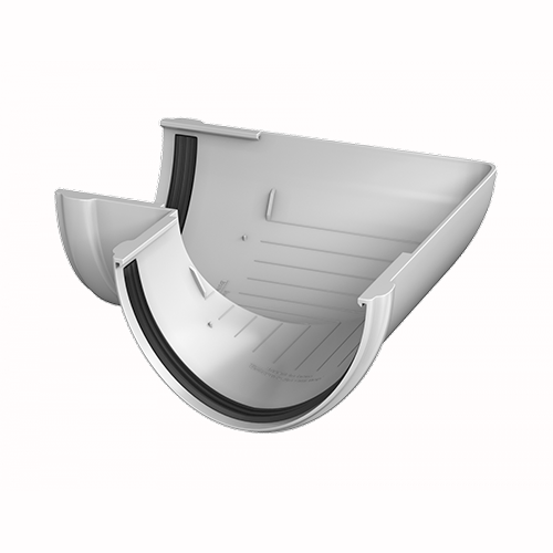 Угол желоба ТЕХНОНИКОЛЬ ПВХ 125/82, 90°, белый