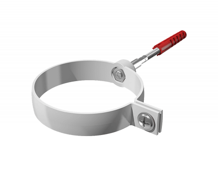 Хомут трубы универсальный ТЕХНОНИКОЛЬ ПВХ 125/82, с дюбелем L=180 мм, белый