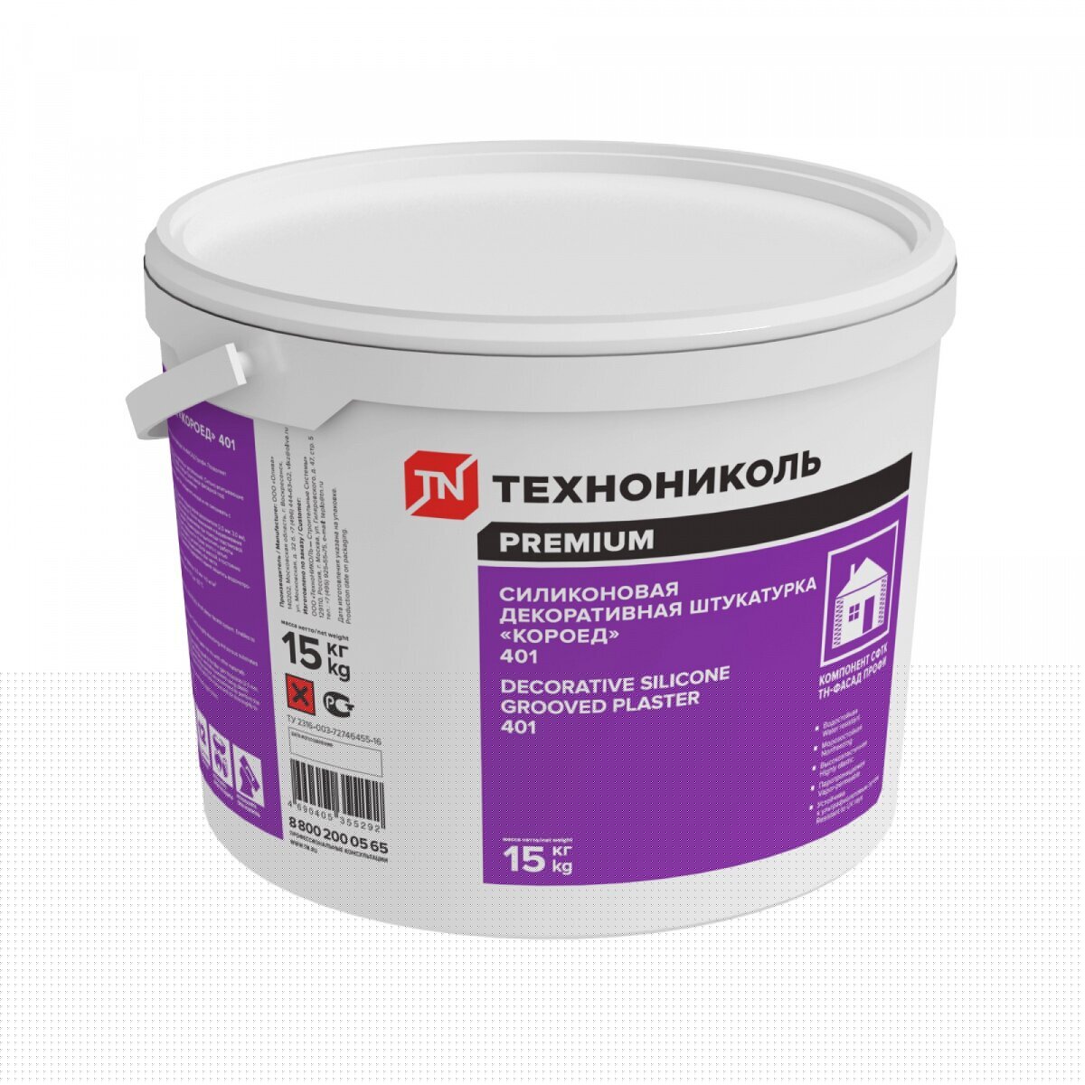 Силиконовая декоративная штукатурка ТЕХНОНИКОЛЬ 401 короед 2 мм I цветовая группа
