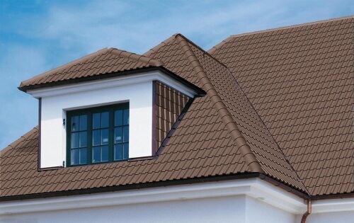 Черепица цементно-песчаная рядовая BRAAS Франкфурт коричневый