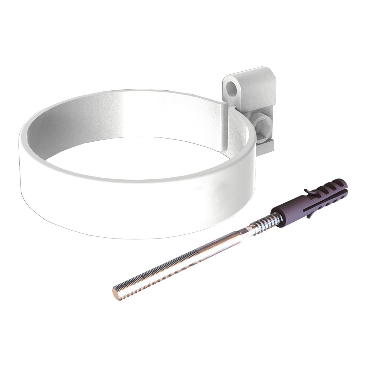 Хомут трубы универсальный ТЕХНОНИКОЛЬ МАКСИ 152/100, дюбель L=140, белый