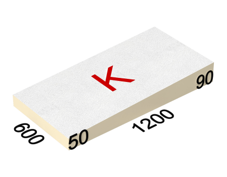 Утеплитель LOGICPIR Slope СХ/СХ 3,4 %, элемент K, 1200х600х50-90 мм