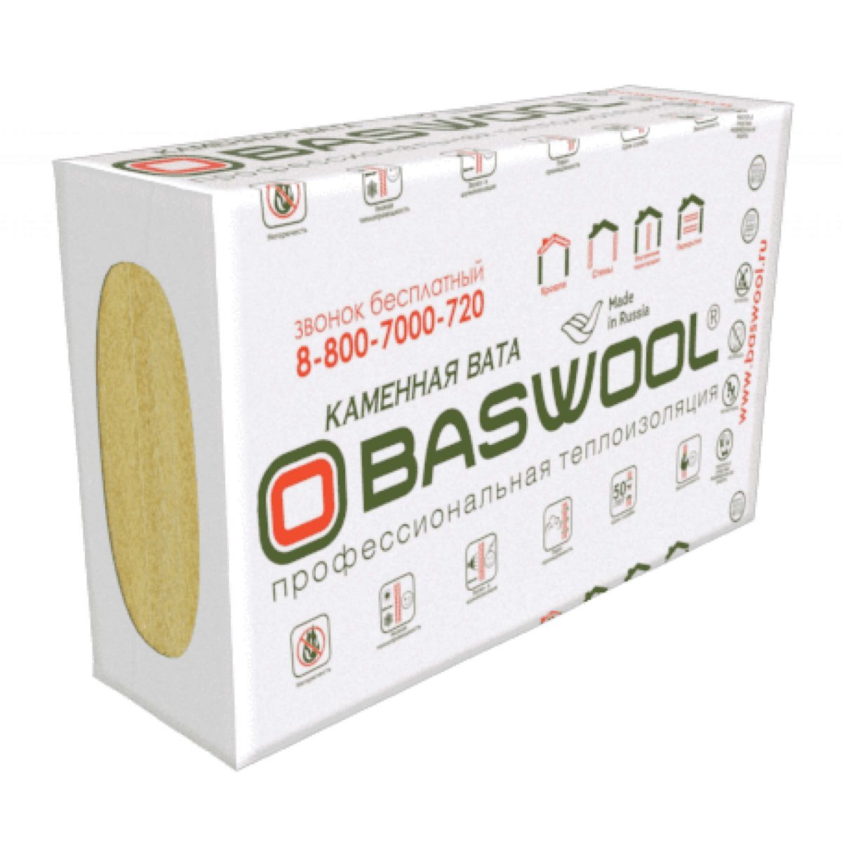 Плита минераловатная BASWOOL Фасад 100 1200х600х120 100 кг/м3 2 шт