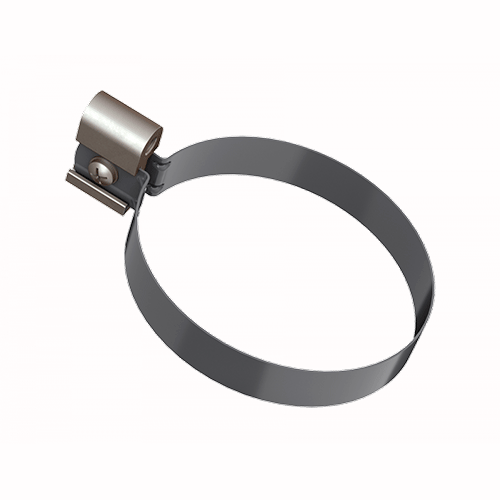 Хомут трубы металлический для ПВХ ТЕХНОНИКОЛЬ 125/82, с дюбелем L=140 мм, серый
