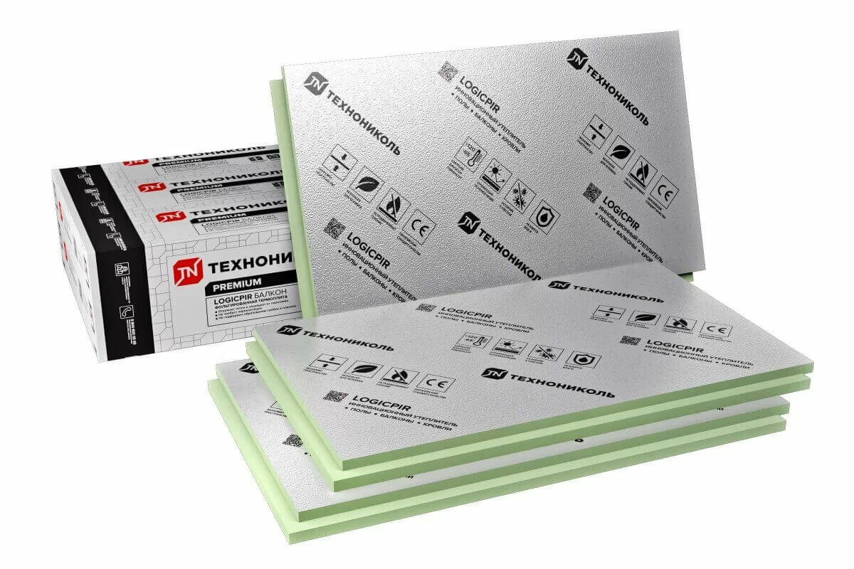 Плита теплоизоляционная LOGICPIR Балкон ТЕХНОНИКОЛЬ Ф/Ф 1200х600х30 мм