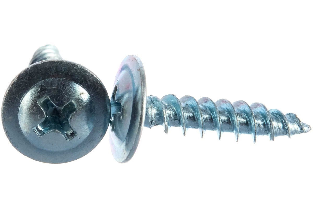 Саморез остроконечный оцинкованный для тонких пластин СТРОЙБАТ 4,2х19 белый Zn 200 шт