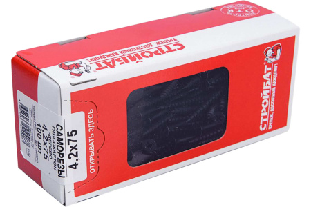 Саморез остроконечный фосфатированный гипсокартон-дерево СТРОЙБАТ 4,2х75 100 шт