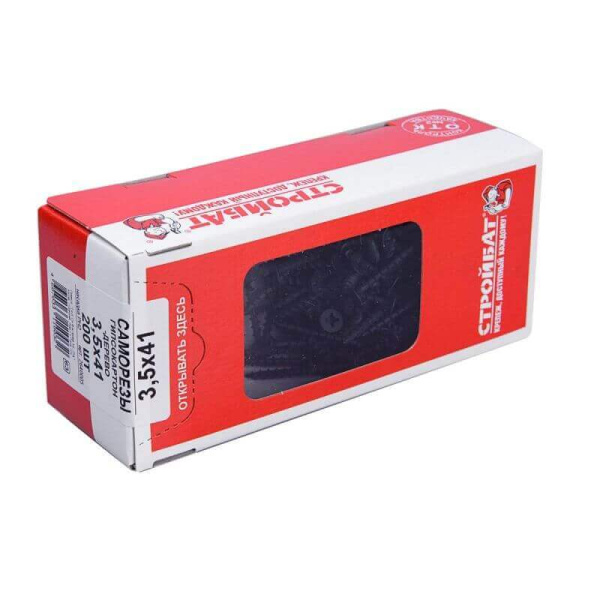 Саморез остроконечный фосфатированный гипсокартон-дерево СТРОЙБАТ 3,5х41 200 шт