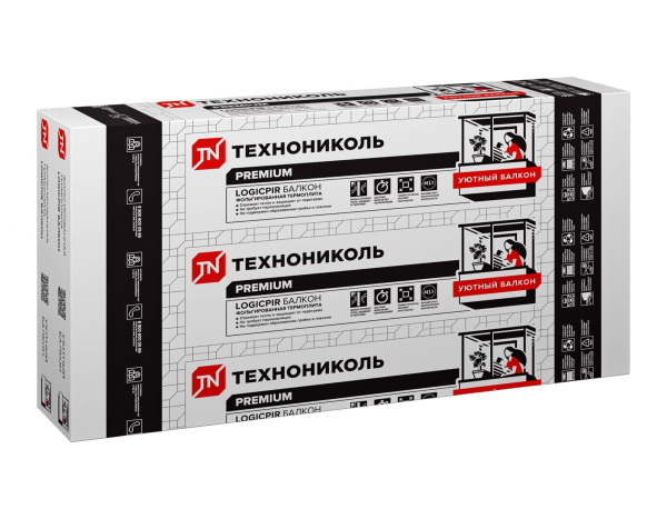 Плита теплоизоляционная LOGICPIR Балкон ТЕХНОНИКОЛЬ Ф/Ф 190х590х30 мм, L-кромка