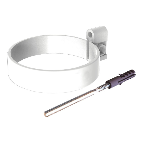 Хомут трубы универсальный ТЕХНОНИКОЛЬ МАКСИ 152/100, дюбель L=140, белый