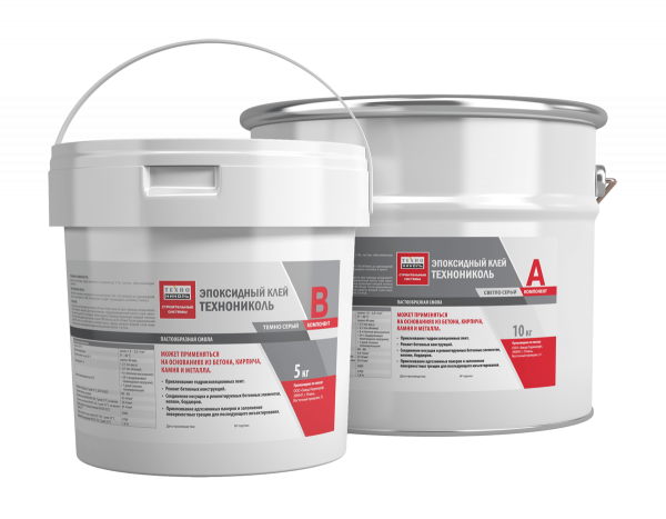 Клей эпоксидный ТЕХНОНИКОЛЬ, комплект (компонент А и компонент В), 15 кг