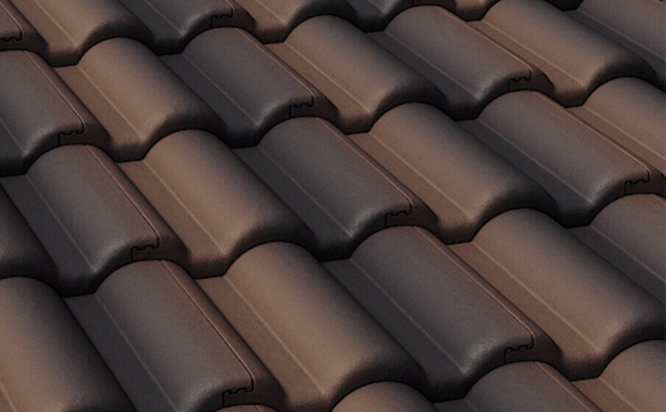 Черепица цементно-песчаная рядовая BRAAS Таунус RU антик коричневый